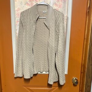 L.L. Bean Beige Cable Knit Cardigan